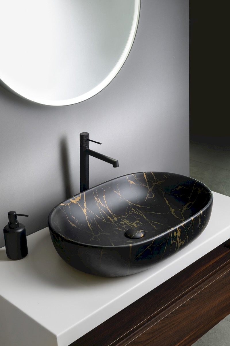 CALEO keramické umyvadlo na desku, 60x42cm, portoro mramor CA590PT